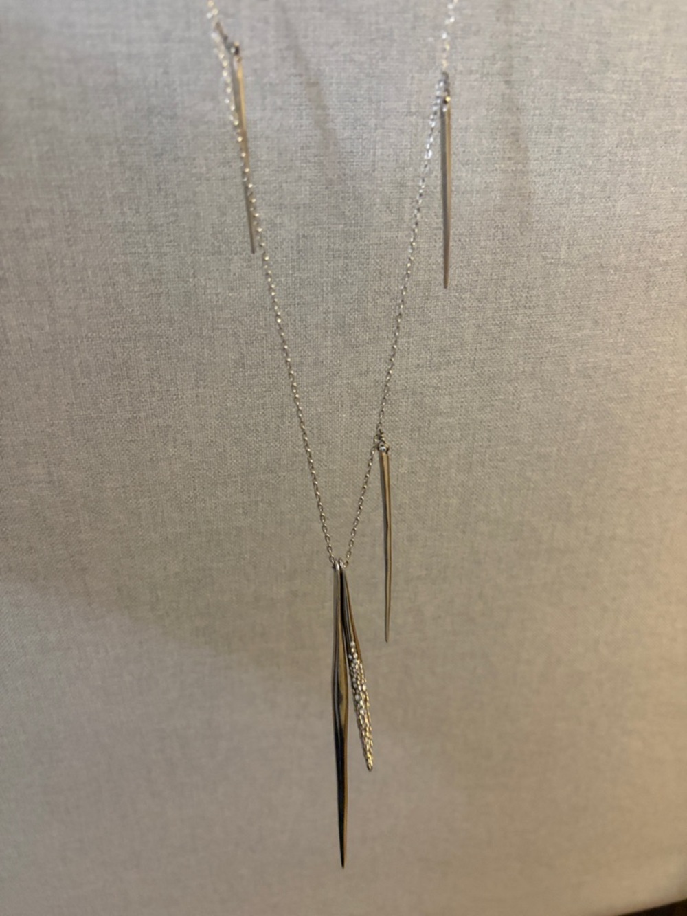 Alexis Bittar Silver Tapered Bar Drop Necklace